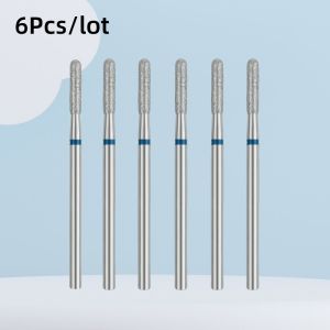 6Pcs/Bag 10mm Japanese Style Front Diamond Manicure Grinding Head Smooth Top Nail Drill Bit Set Treatment to Remove Dead Skin