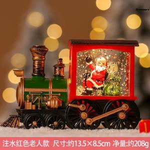 Christmas Decorative Filling Water Train Snowflake Lantern Cartoon 3D Glowing Desktop Ornaments Festive Scene Atmosphere Home