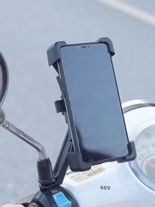 Black Motorcycle Mobile Phone Holder Shockproof Rotatable Sunscreen  Waterproof Phone Bracket