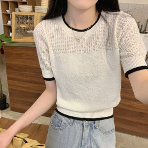 ⚡Port⚡ blouses women new style 2025 Korean summer hollow out short sleeve shirt white blouses women new style 2️⃣0️⃣2️⃣5️⃣