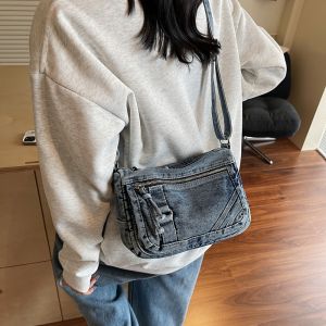 Retro Denim Single Shoulder Mobile Phone Bag American Style Womens Crossbody Bag Casual Fashion Small Crossbody Bag Trendy