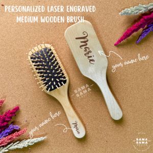 Personalized Laser Engraved Medium Wooden Paddle Brush