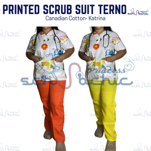 PSC Printed Scrub Suit Terno for Men & Women/ Canadian-Katrina/Medical nurse vet yaya uniform