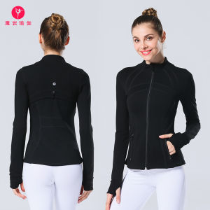 Uarun Yoga Jacket Stand Collar Fitness Running Tight Womens Sportswear Long Sleeve Nylon Outerwear No Chest Pad Open Cardigan