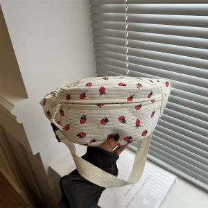 Strawberry Pattern Casual Crossbody Bag Womens Sports Chest Bag Versatile Single Shoulder Waist Bag Fashion Trend 2024