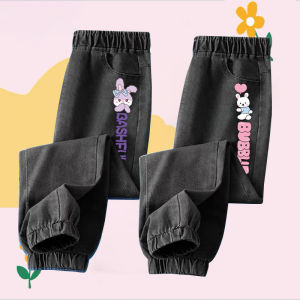 Girls Casual Denim Pants Spring Autumn Style Childrens New Fashion Trousers Waist Elastic Band Long Pants for Kids