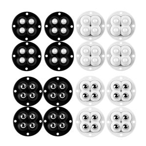 4pcs Sticky Swivel Pulley 360 Degree Free Rotation Self Adhesive Universal Pulley Rotating Wheels Houdehold Accessories for Bins Storage Box Furniture