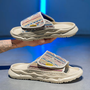 รองเท้าแตะชายหาดผู้ชายฤดูร้อน รองเท้าแตะชายหาดกันลื่นแบบมีหัวเข็มขัด รองเท้าแตะกลางแจ้งสำหรับผู้ชาย สวมใส่สบาย รองเท้าแตะชายหาดแบบสวมสบาย