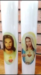 Katolik Lilin Gambar Yesus Atau Maria 4x22 cm
