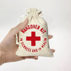 10/5 Chiếc Vải Lanh Cotton Hangover Kit Túi Cưới Khách Ủng Hộ Chủ Sự Kiện Dự Tiệc Cung Cấp Có Thể Gập Lại Túi Quà Tặng Cho Ngày Kỷ Niệm