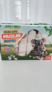 Mipbi Khăn sữa muslin họa tiết hộp 6 cái