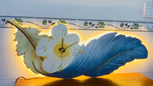 Tranh treo tường đèn led hươu vàng trên đá cuội trang trí decor phòng khách quà tặng