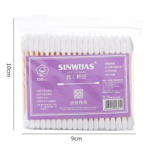 100pcs Pack Double Head Cotton Swab Women Makeup Cotton Buds Tip For Medical Wood Sticks Nose Ears Cleaning Health Care Tools