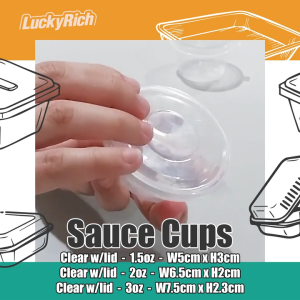 LuckyRich - Sauce Cups 1.5oz/2oz/3oz 100pcs per pack clear sauce cups with lids