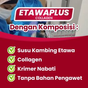Etawaplus Collagen Paket 5 Box- Susu Kambing Etawa Bubuk Murni Rendah Gula Tinggi Kalsium Menjaga Kesehatan & Kepadatan Tulang Cegah Osteoporosis Gangguan Pernafasan Asma Batuk Isi 200gr