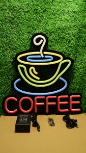 ป้ายไฟLED ป้ายไฟนีออน ป้ายไฟอะคริลิค ป้ายไฟหน้าร้าน " ป้ายไฟ COFFEE" แบบเสียบปลั๊กไฟ ป้ายไฟตกเเต่งร้าน