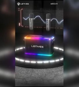 S834 - Speaker LENYES S-834 80W KTV RGB LED Light Wireless Speaker + Microphone Karaoke Bluetooth 5.0 Portable High Power TWS