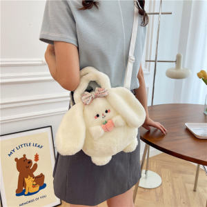 Cute Plush Autumn Winter Kids Bag Cartoon Baby Girl Handbag Furry Crossbody Coin Purse for Little Girls Soft Toy Bag