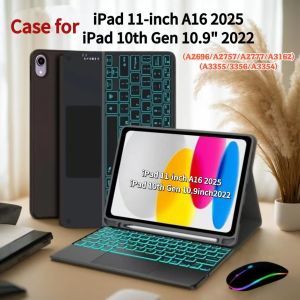 Case for iPad A16 11 Inch 2025 A3355 A3356 A3354Removable Keyboard Coverr for iPad 10th 10.9 Inch 2022 A2696 A2757 A2777 A3162