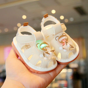 Baby Flash Light Shoes Soft Bottom Step Learning Shoes Summer Boys And Girls Anti-Slip Magic Tape Sandals Comfortable Breathable