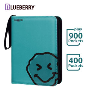 Blueberry Binder Zipper Album Turquoise Blue Leather PU 400/900 Pocket Organizer Binder For Lomo Card Photocard Pokemon BERYFAM