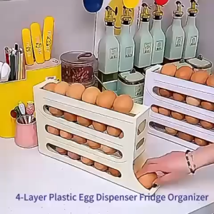 Rak Telur Minimalis 4 Tingkat Penyimpanan Besar Desain Modern AutoSlide