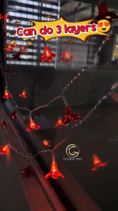 SOLAR Sakura Crystal String Light Chinese New Year CNY Light Fairy Light Lampu Lip Lap Cherry Blossom Light Lampu Hiasan