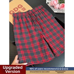 LIUBU | Vintage Blue Plaid Thin Summer Mens Shorts