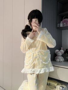 Original! Spring & Fall New Arrival Pajamas Womens Sweet Cute Chef Cake Long Sleeves Cartoon Comfortable Homewear Suit