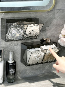 Bathroom Makeup Cotton Storage Box Wall Mounted Mirror Cabinet Organizer Dustproof Waterproof Acrylic Rectangular Shelf for Beauty Care