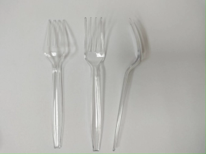 ส้อมพลาสติกสีใส ช้อนส้อม แบบหนา ไม่บาดปาก (100ชิ้น/แพ็ค)