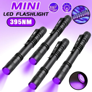 395nm UV Flashlight Ultraviolet LightPet Dog Cat Urine Detector Scorpion FinderPortable UV Lamp w/ Pen Clip Use AAA Batteries