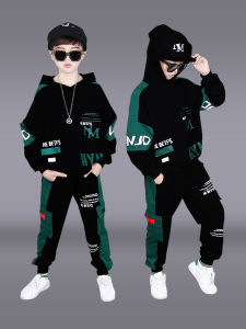 Cute Children's Spring Fashionable Sportswear Set Fleece Lined Boys Clothes Cartoon Anime Hip Hop Style Cotton Suit for Kids