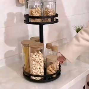 1/2/3 Tier 360° Rotating Spice Rack Rotatable Steel Kitchen Seasoning Condiments Storage Organizer