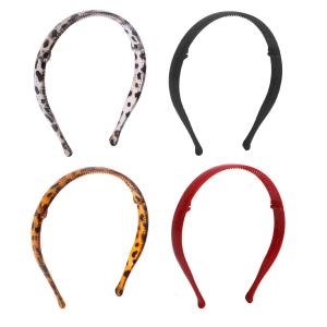 4Pcs New Foldable Leopard Print Hairband Keeps Stray Hair in Place High Cranial Vault Non-Slip Washing Face Hair Taming Headband Hair Clip
