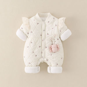 Princess Style Winter Outfit for Newborn Baby Girls Thin Cotton Onesie Adorable Warm Outdoor Clothes 3 Months Size