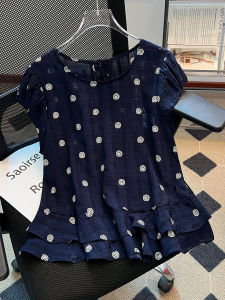 YEZATIIO | Áo Blouse Elegance Voan Chấm Bi Có Nếp