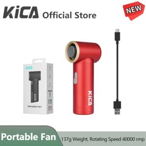 KICA Mini Portable Handheld Fan Powerful Wind Bladeless Turbo Mini Portable USB Rechargeable Fan 13Hour Battery Life Full Metal Body Coolness