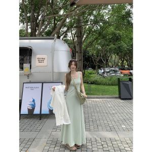 Pure Desire Mint Wave Strapless Dress Slimming A-Line Long Dress Womens Ins Style Autumn 2025 New Fashion Elegant Dress