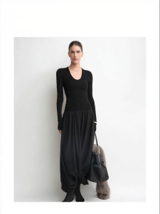 Wool Blend Knot Cocoon U-Neck Long Sleeve Knitted Dress