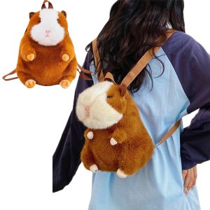 Cute Cartoon Guinea Pig Plush Backpack Soft Stufted Animal Dolls Kawaii Piggy Plushies Bag Childrens Backpack Womens Handbag