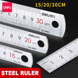 deli | Deli Stainless Steel Ruler 15/20/30cm Metal Straight Ruler for Home School Precision Measuring Drawing Tool Supplies 1/2/5pcs