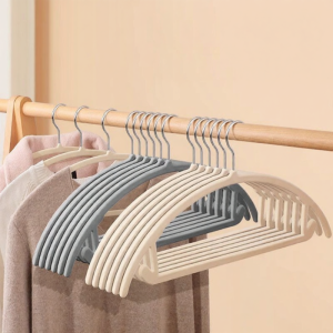 Anti-slip Seamless Organizer Velvet Clothes Hanger Half-circle