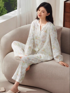 SHI YUE JIE JING | Maternity Nursing Sleepwear Thin Female Set