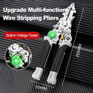 Grey Wire Stripper with Electricity Measurement Pliers for Cutting Pulling Wires Cable Electrician Scissors Household