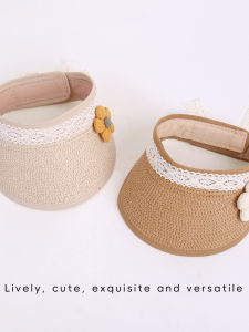 ENEN | Sun Protection Visor Straw Hat Cute Flower Decorated