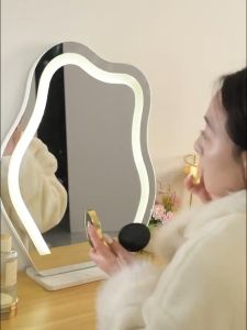 Led Makeup mirror touch screen makeup led mirror led make up mirror with light makeup Circular cosmetic mirror Cloud Makeup Mirror LED Lamp Table Lamp Small Apartment Dressing Mirror with Light Simple and Intelligent