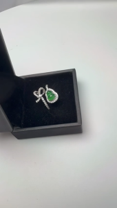 Natural Grade A Ribbon-Inspired Jadeite Ring | Graceful Elegance with a Touch of Charm