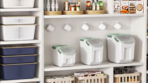 Grain Rice Storage Container Seal-Locking with Scooper