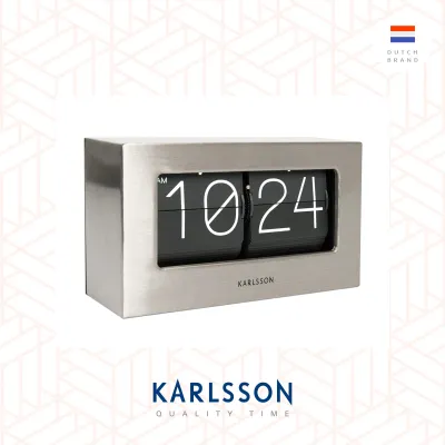 Karlsson Table clock Boxed Flip brushed steel [Ready Stock] Flip Clock Table clock Modern Luxury for Living Room Home Decor